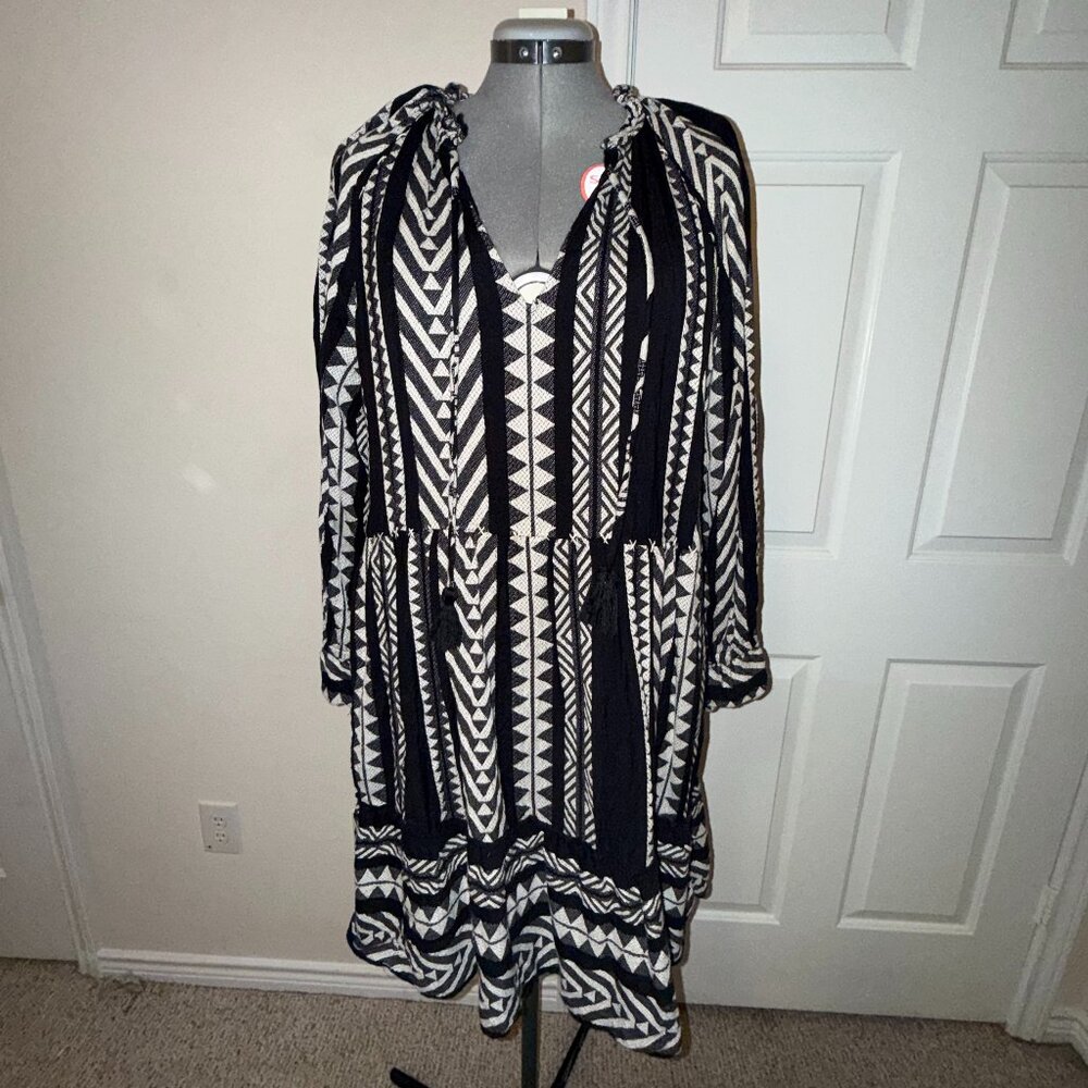 Anthropologie : Maeve Dominique Tunic Dress Black Jacquard (Size: XL) - Picture 5 of 6